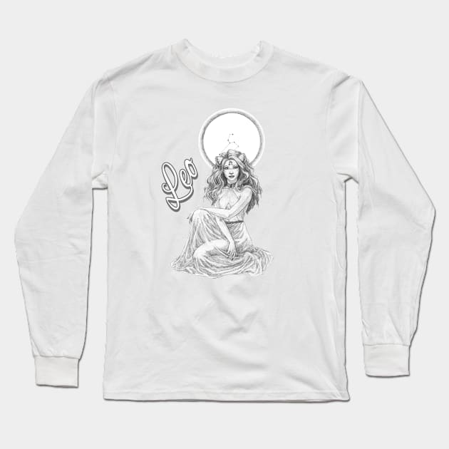 Leo Goddess Long Sleeve T-Shirt by Aurora Illustration